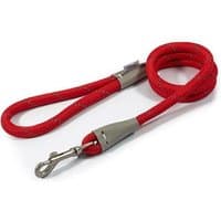 Red Ancol Viva Rope Snap Lead, 12mm thick, reflective material, with a metal clip and looped handle.