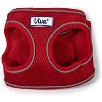 Red Ancol Viva step-in harness with mesh fabric, reflective trim, and adjustable straps, size 35-42cm.