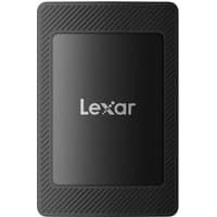 Black Lexar SL500 2TB USB Type-C SSD with textured edges and central Lexar logo.