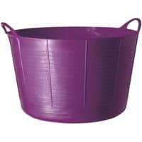 Purple flexible plastic tub with ribbed sides and two sturdy handles.
