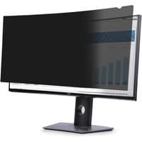 Black privacy screen for Dell U3824DW ultrawide monitor, curved design, partially covering screen display.
