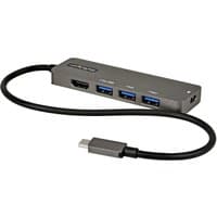Gray StarTech.com USB-C multiport adapter with HDMI, 4 USB 3.0 ports, and 12" attached cable