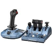 Black and grey Thrustmaster TCA joystick with engine control lever, Airbus Edition, for PC and Xbox.