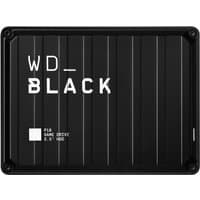 Black Western Digital P10 Game Drive, 4TB, 2.5" size, with white text and ribbed design, Micro-USB B 3.2 Gen 1.