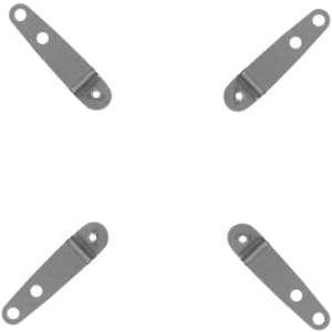 Silver steel mounting kit featuring four brackets with rounded edges and multiple mounting holes for secure installation.