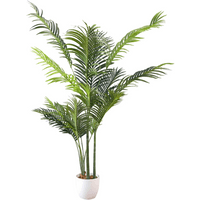 Artificial palm tree with 15 lush green leaves in a sleek white pot, standing 160cm tall.