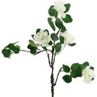 White flower foliage spray with green leaves on a 60cm stem, featuring delicate blossoms and realistic texture.