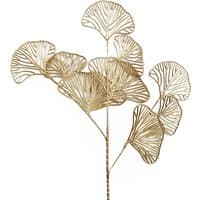 Golden decorative flower arrangement with intricate leaf patterns, 65cm tall, by Leaf.
