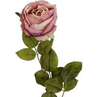 Light pink artificial rose with layered petals, green stem, and leaves, 70cm tall by Leaf.