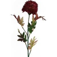 Pink dahlia artificial flower stem, 70cm tall, with large ball-shaped bloom and green leaves.