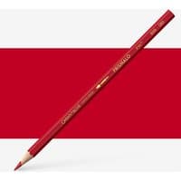 Red Caran d'Ache Prismalo watersoluble pencil with gold lettering and sharpened tip.