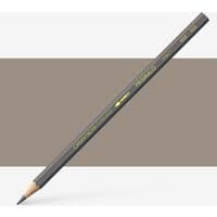 Dark brown Caran d'Ache Prismalo watersoluble pencil with yellow text and silver ferrule.
