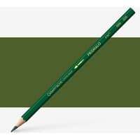 Dark green Caran d'Ache Prismalo watersoluble pencil with gold lettering and hexagonal barrel.