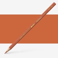 Red Caran d'Ache Prismalo watersoluble pencil with gold lettering and sharpened tip.