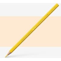 Yellow Caran d'Ache Prismalo watersoluble pencil, Naples Yellow, with hexagonal barrel and silver text.