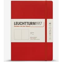 Cherry red A5 soft cover notebook by LEUCHTTURM1917, 251 plain pages, elastic closure, 80gsm paper.