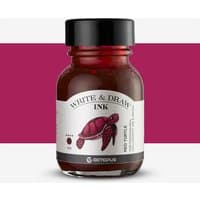 Red ink bottle with black cap, labeled "Write & Draw Ink" featuring a red turtle illustration, 50ml by Octopus Inks.