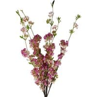 Pack of 6 pink blossom spray stems, 100cm each, with delicate pink flowers and green leaves.