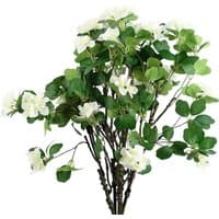 Pack of 6 white flower foliage sprays with green leaves, each 60cm long, by Leaf.