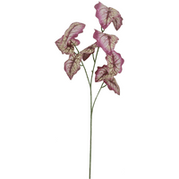 Pack of 6 artificial foliage stems with purple leaves, 85cm tall, featuring realistic vein detailing and slender green stems.