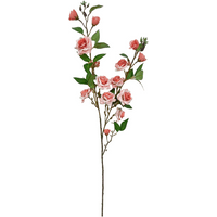 Pack of 6 artificial pink rose stems, 90cm, with green leaves and multiple blooming roses.