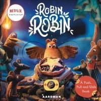 "Robin Robin children's book with illustrated animals, including a bird and mice, in a colorful forest setting"