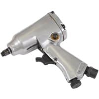 Silver Sealey heavy duty air impact wrench with 3/8" drive and ergonomic black handle.