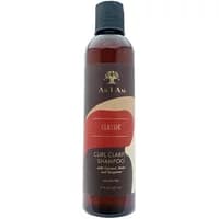 "As I Am Curl Clarity Shampoo 237ml bottle, brown label with red accents and black cap"