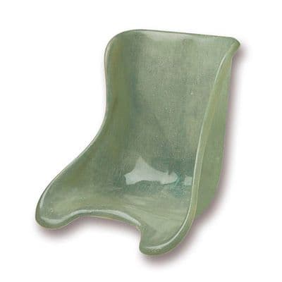 Clear fiberglass kart seat with a width of 32cm, featuring a sleek, contoured design for comfort and support during racing.