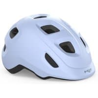 Light blue MET Hooray Youth Cycling Helmet with multiple ventilation holes and sleek aerodynamic design.