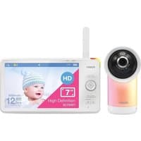 VTech RM7766HD 7" PTZ Smart Video Baby Monitor with white screen, camera, and pink accents.