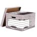 Grey cardboard storage box with a removable lid, featuring a label area for easy identification, designed for organizing files, measuring 387x294x445mm.