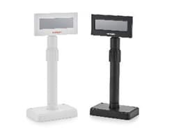 Bixolon BCD-2000K display pole in white and black, featuring a large sturdy base, adjustable height, and a clear digital screen for showcasing information.