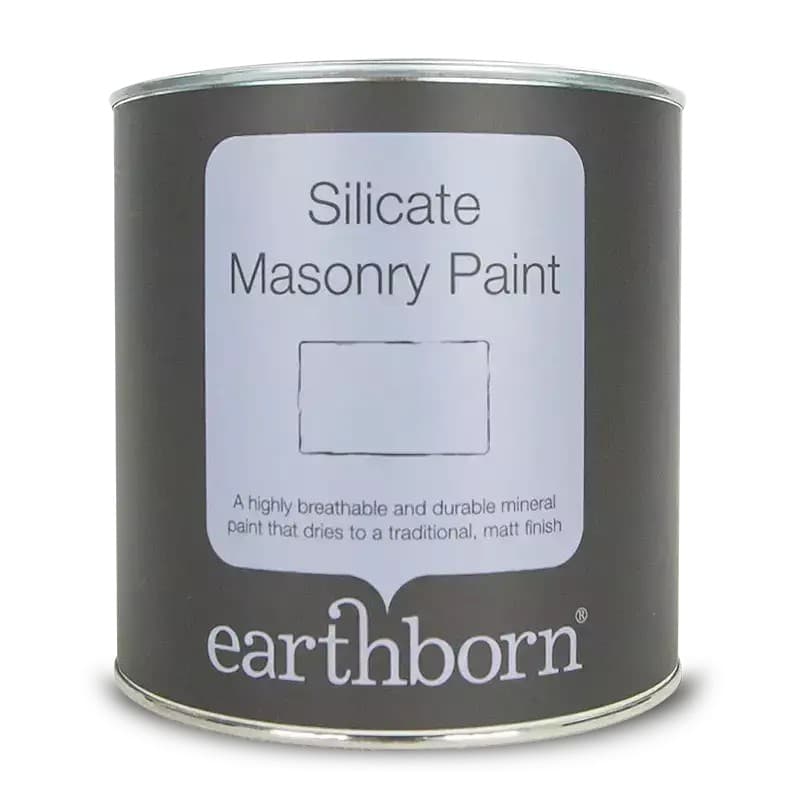 Earthborn Silicate Masonry Paint in a 10L tin, featuring a matte finish, labeled "Urchin," with a black background and a blank white space for color swatch.
