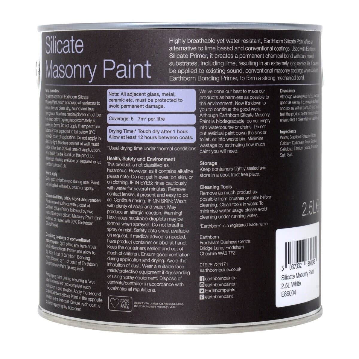 Earthborn Silicate Masonry Paint 2.5L, White - image 2