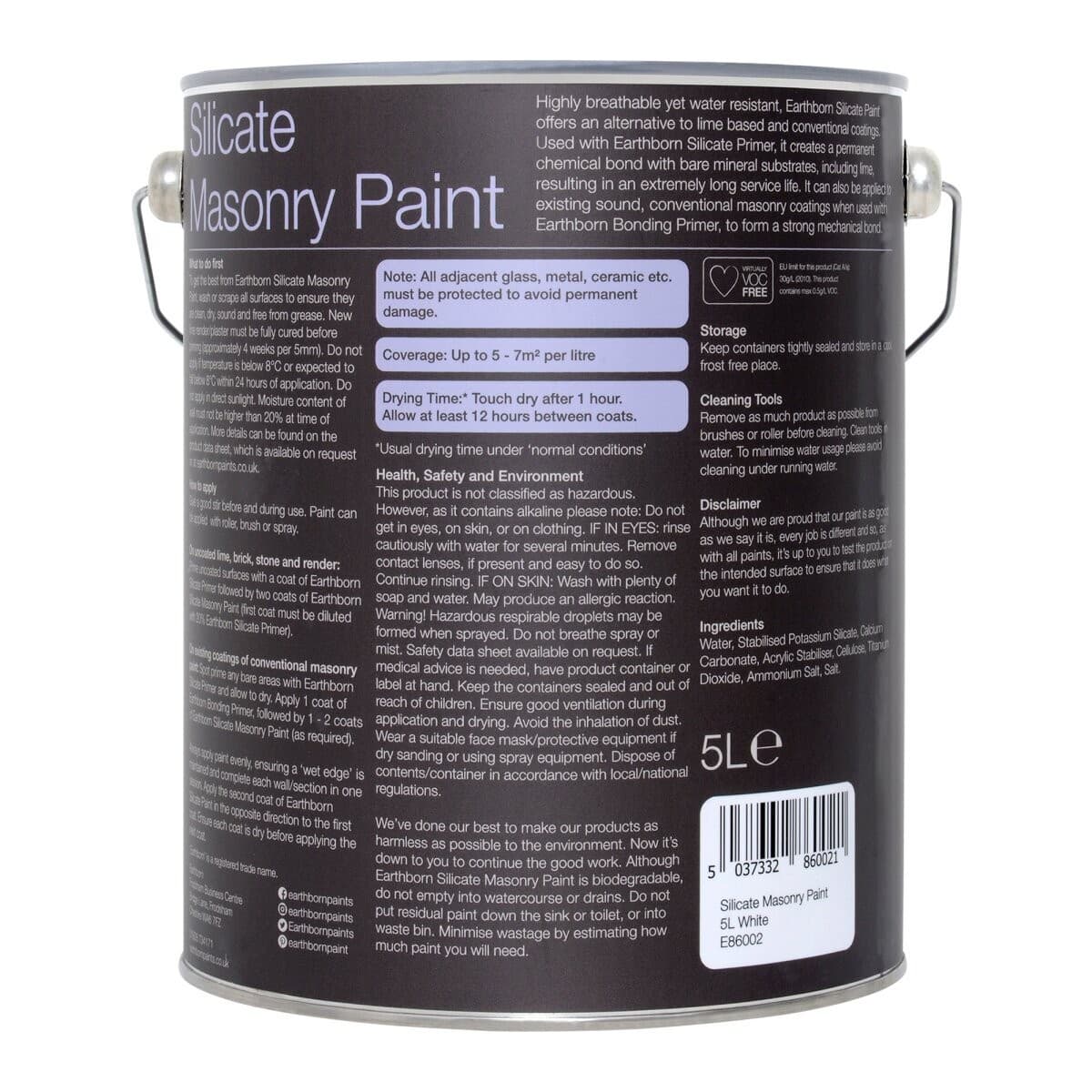 Earthborn Silicate Masonry Paint 5L, Soft Grass - image 2