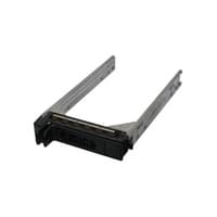 Origin Storage caddy for Dell Optiplex 790/990 MT, featuring a silver metal frame with a black plastic base, designed to hold two 2.5-inch drives in a 3.5-inch slot.