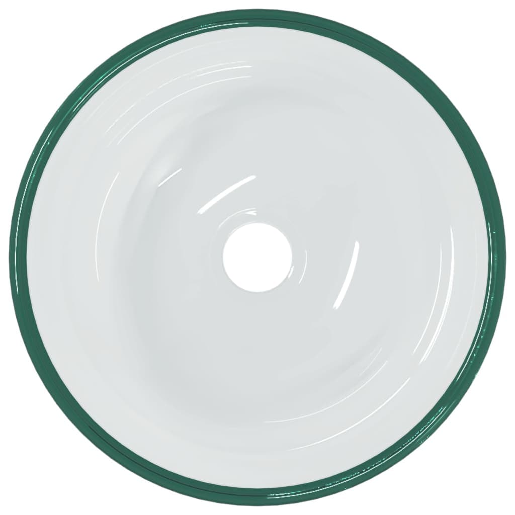 Transparent tempered glass basin measuring 30x12 cm, featuring a smooth white interior and a green rim, ideal for modern bathroom or kitchen decor.
