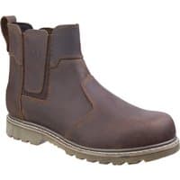 Brown leather Amblers Abingdon Dealer Boot, size 7, with elastic side panels and rugged sole.