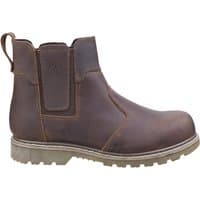 Brown leather Amblers Abingdon Dealer Boot, size 9, with elastic side panels and rugged sole.