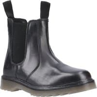 Black leather Amblers Colchester boot, size 3, with elastic side panels and pull tabs, by Footsure Western Limited.