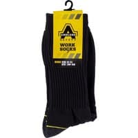 Black Amblers heavy duty work socks, ribbed texture, yellow label, 3 pack, by Footsure Western Limited.