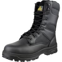 Black Amblers Safety hi-leg boot, size 12, with lace-up front, padded collar, and rugged sole.