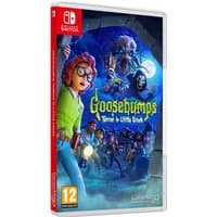 "Goosebumps Terror in Little Creek Switch game with spooky cover art featuring characters and monsters in a dark setting"