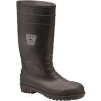 Black Portwest Classic Safety Wellington Boots with textured sole and reinforced toe, UK size 6.5.