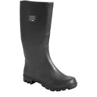 Black Portwest PVC Wellington Boots, UK size 7, with textured sole and reinforced toe.