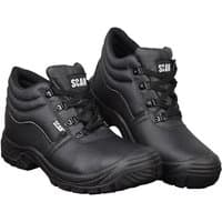 Black Scan JC-B917 Chukka safety boots, 4 D-rings, padded collar, textured sole, size UK 6, EUR 40.