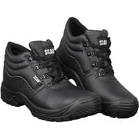 Black Scan JC-B917 chukka safety boots, UK 8, with 4 D-rings, padded collar, and rugged sole.