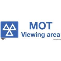 Sealey self-adhesive vinyl sign with blue MOT logo and "Viewing area" text on white background.