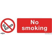 Red and white Sealey self-adhesive vinyl No Smoking sign with crossed-out cigarette icon and bold text.